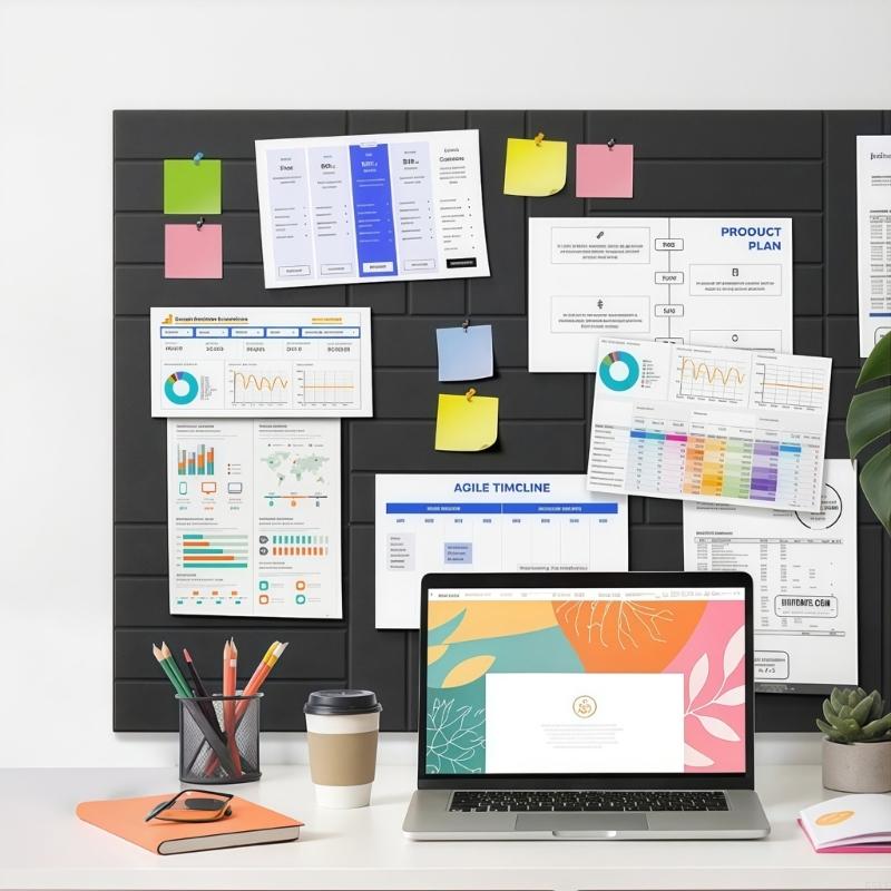 Home Office Alternative - Grand tableau en liège 55KF, carrelage