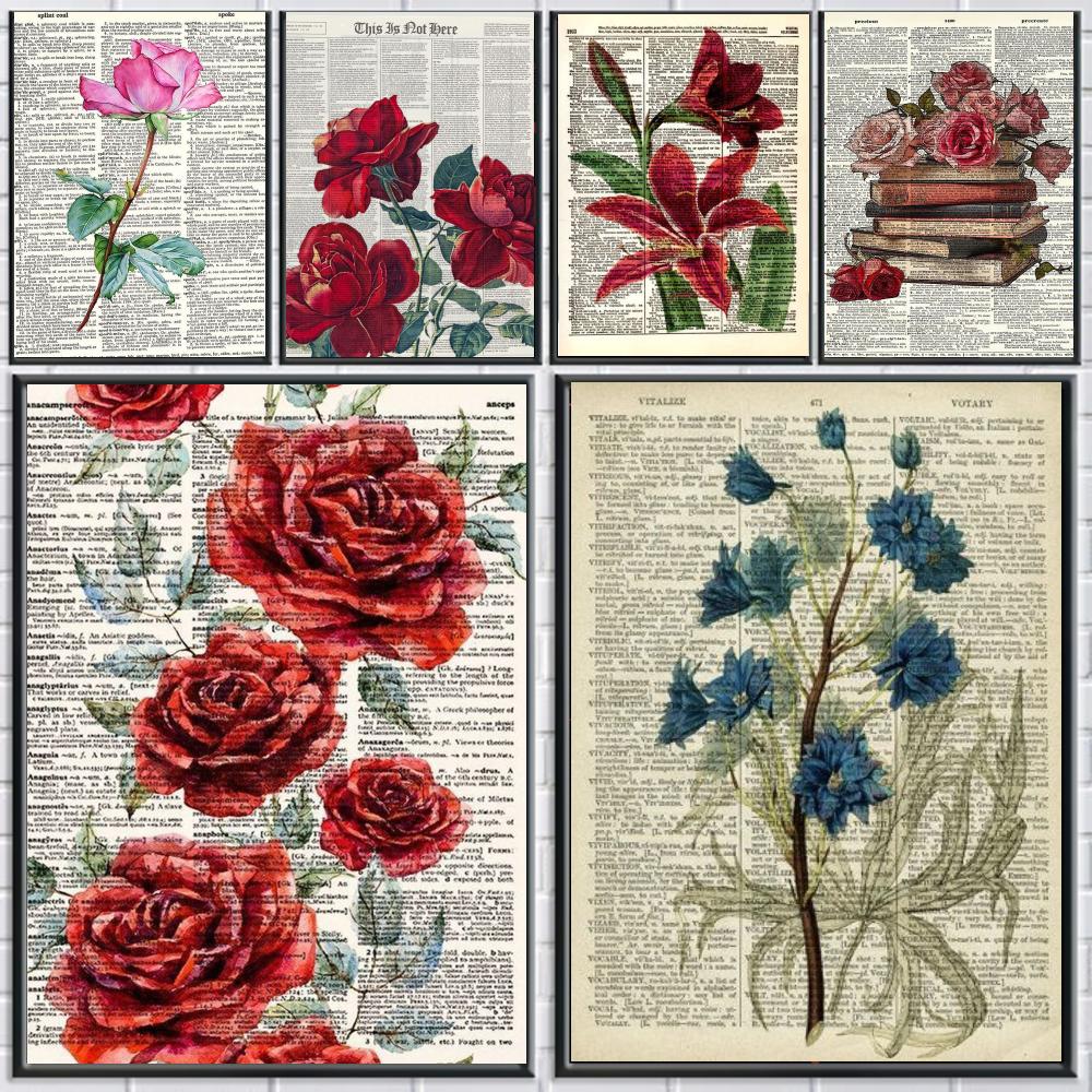 Home Office Dictionary - Affiche décorative D-Dictionary à motif floral