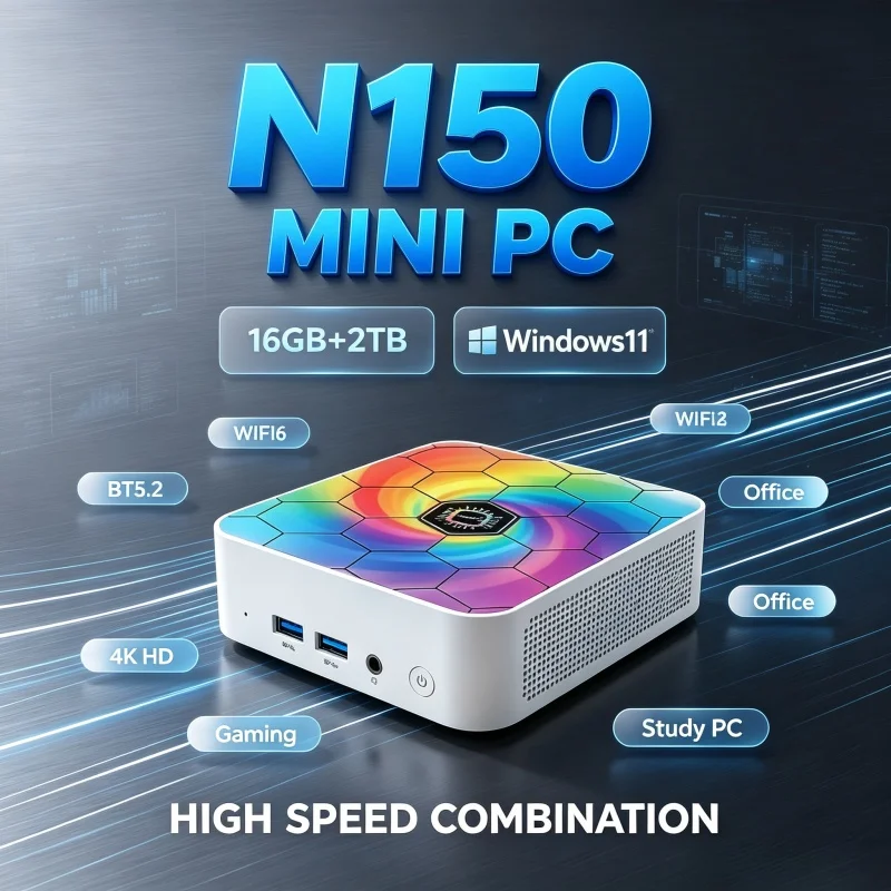 Home Office Windows 11 - Mini PC compact et coloré, processeur