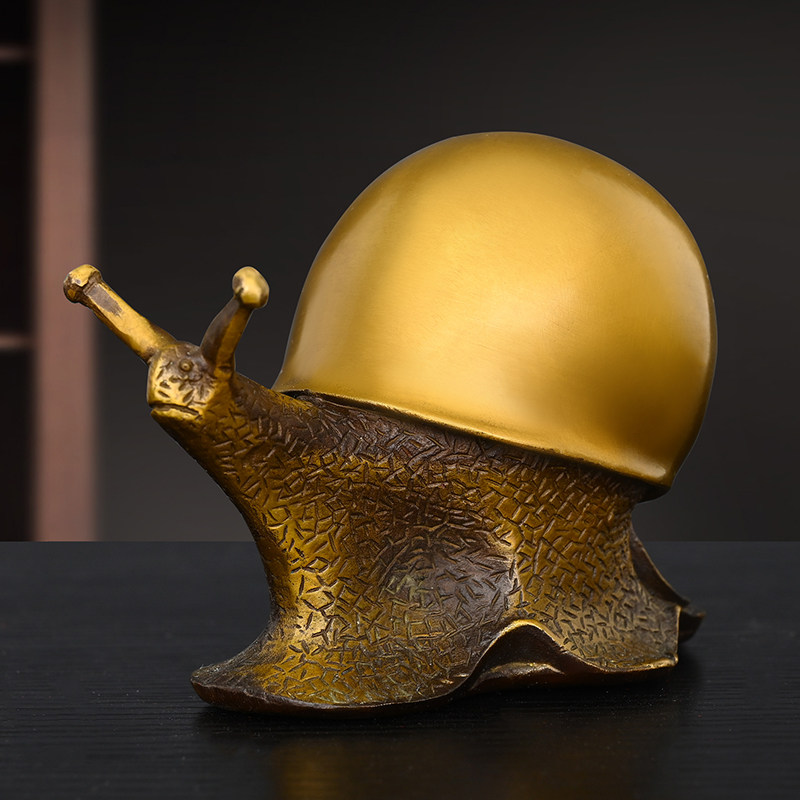 Home Office Desks - Figurine d'escargot en laiton Feng Shui