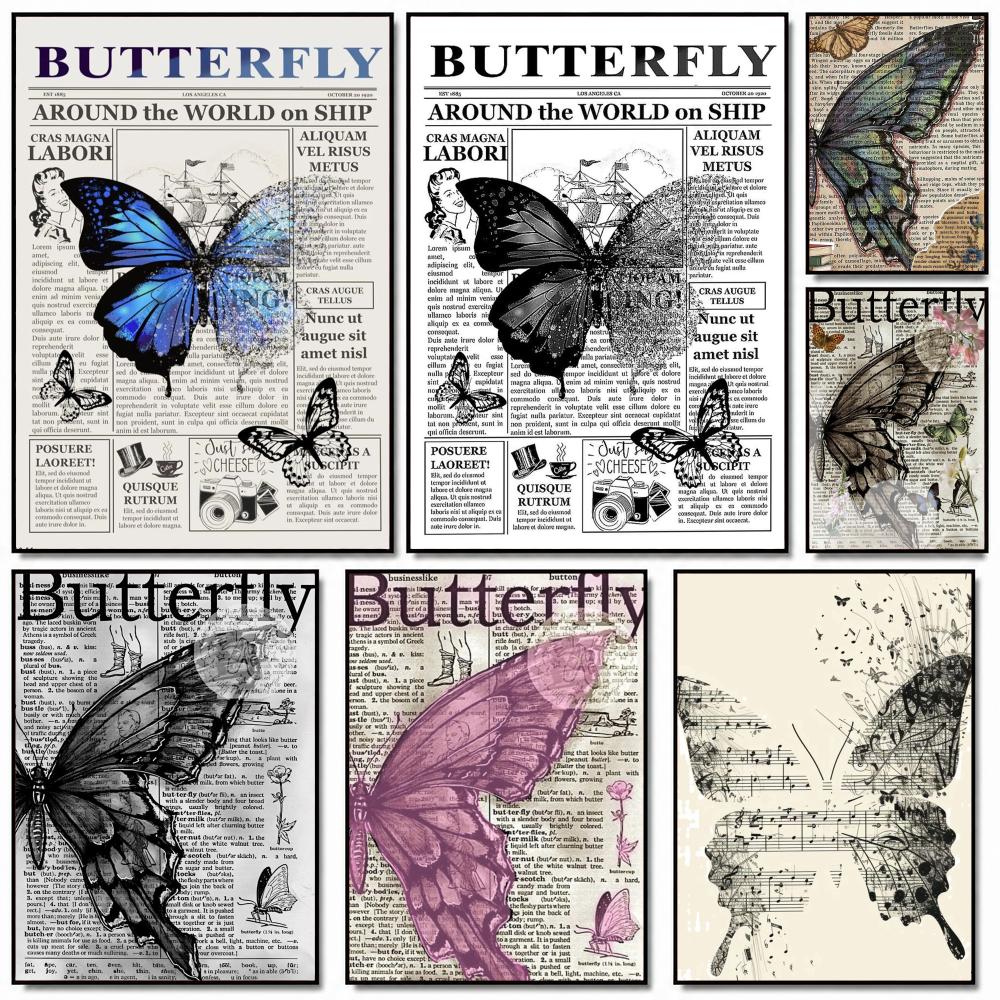 Home Office Dictionary - Affiche décorative D-Dictionary Butterfly Print-T, autocollant