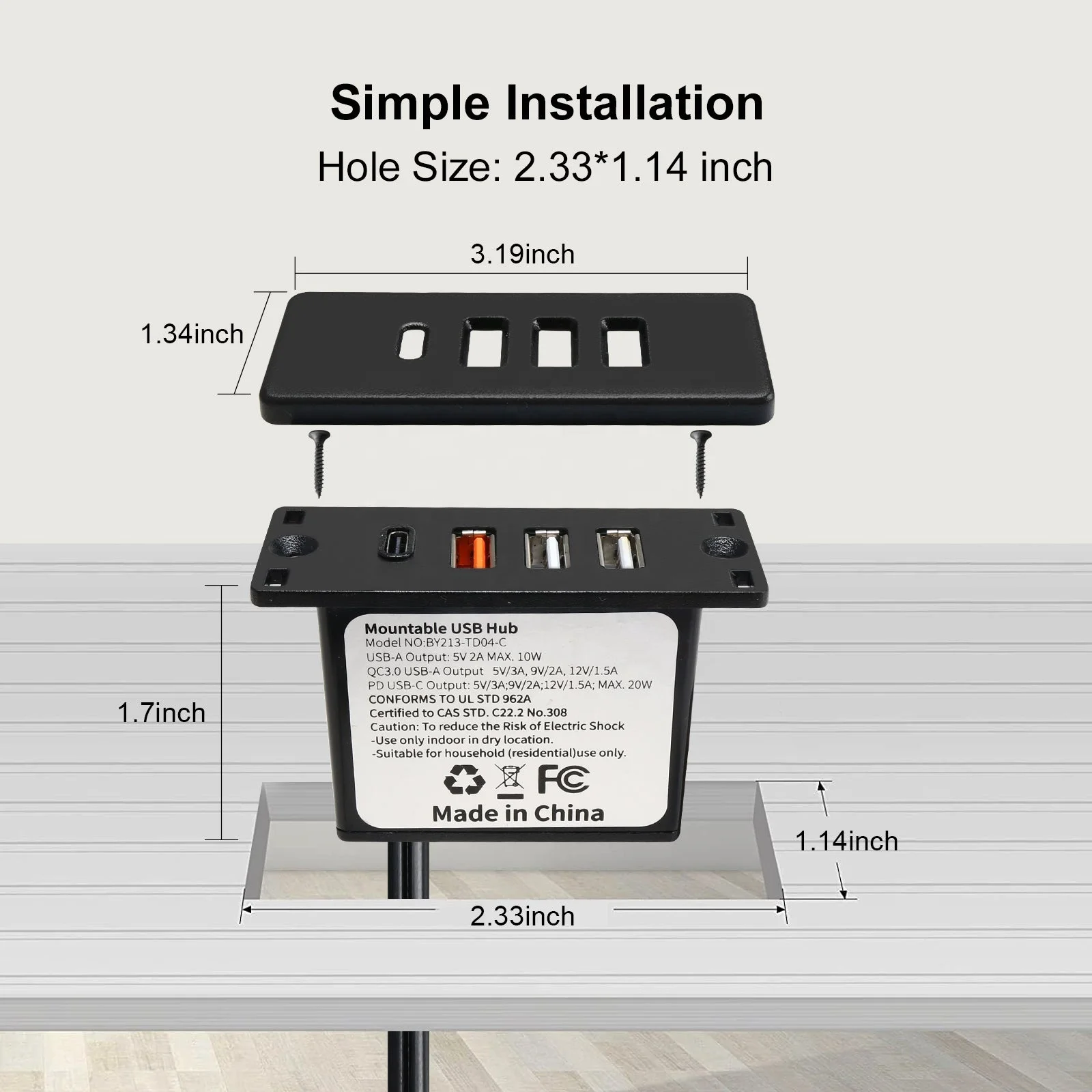Prise USB C encastrable avec h - Power Strip Desk avis et prix