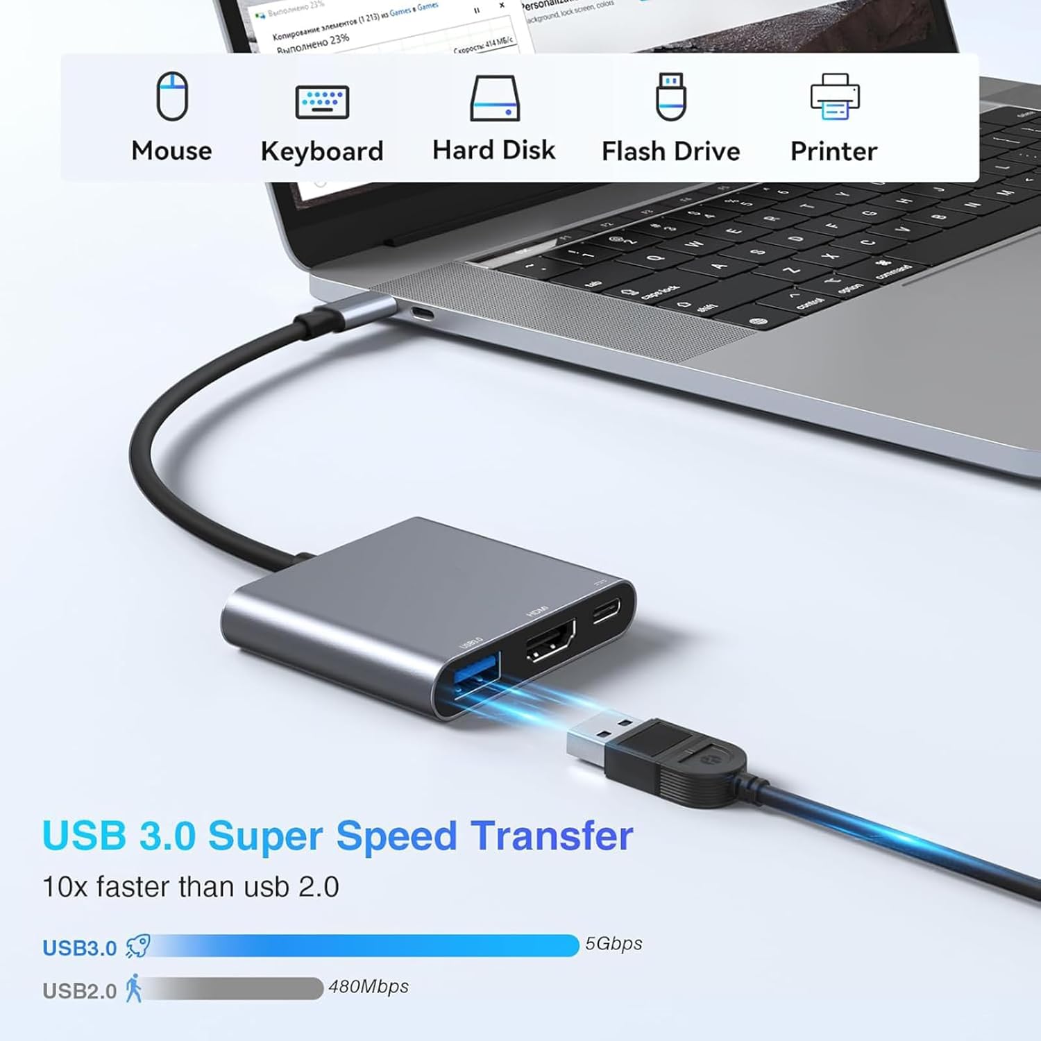 Hub USB Type-C 3 en 1, mâle ve - Home Office For Mac avis et prix